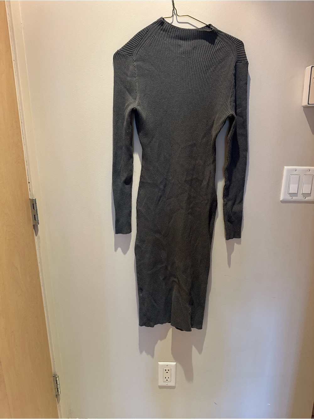 H&M Charcoal Ribbed Cowl-Neck Sweater Dress